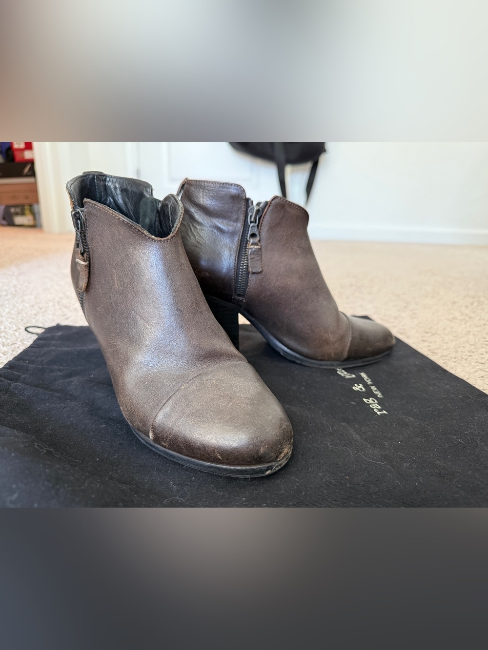 Rag & Bone Leather Ankle Boots with Side Zip